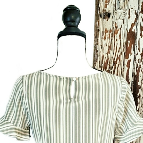 Monteau Crop Top Green And Cream Striped Size M - Picture 6 of 11
